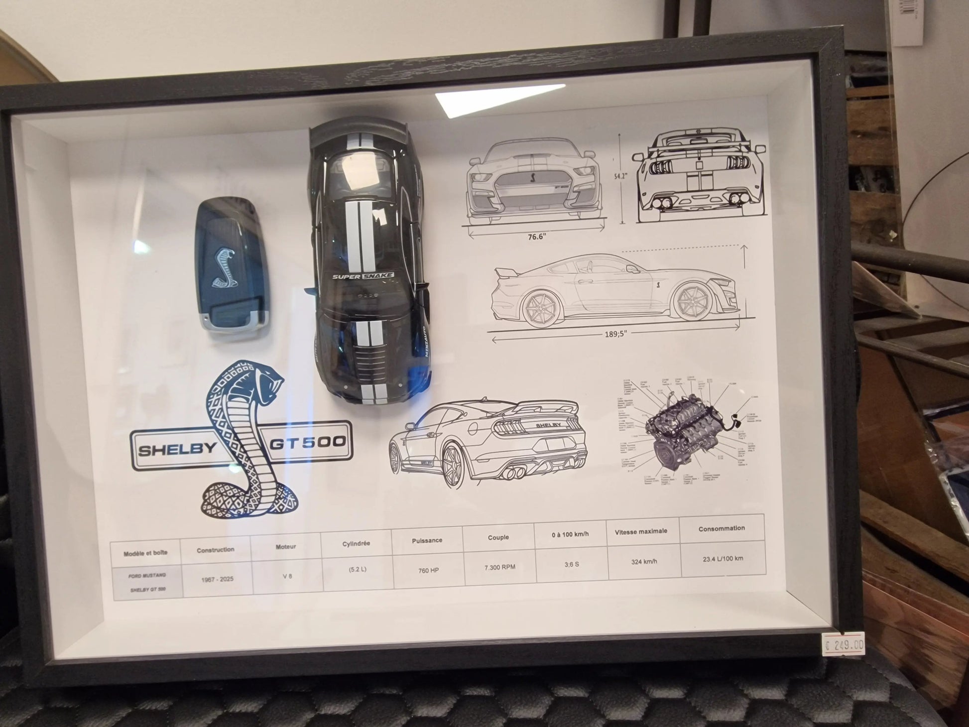 CADRE CLé  ET Réplique MUSTANG SHELBY GT500 Vintagedison