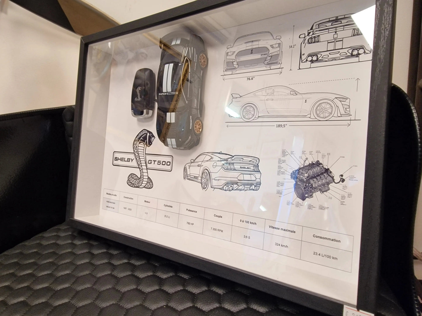 CADRE CLé  ET Réplique MUSTANG SHELBY GT500 Vintagedison