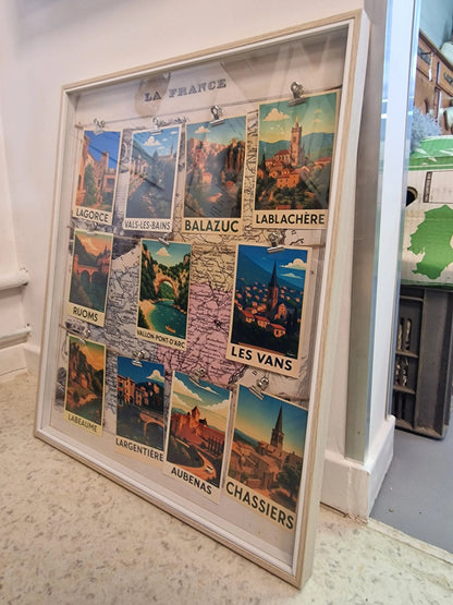 Cadre Souvenir  village d’Ardèche – carte vintage et affiches rétro des plus beaux villages Vintagedison