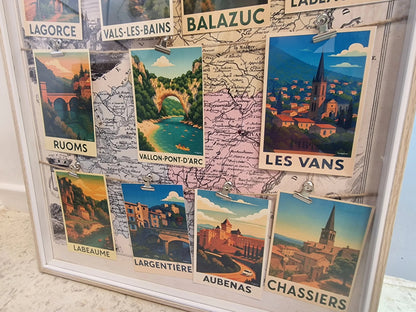 Cadre Souvenir  village d’Ardèche – carte vintage et affiches rétro des plus beaux villages Vintagedison