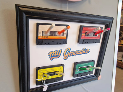 Cadre porte-clés rétro années 80 – “My Generation” avec cassettes audio et crayon Vintagedison