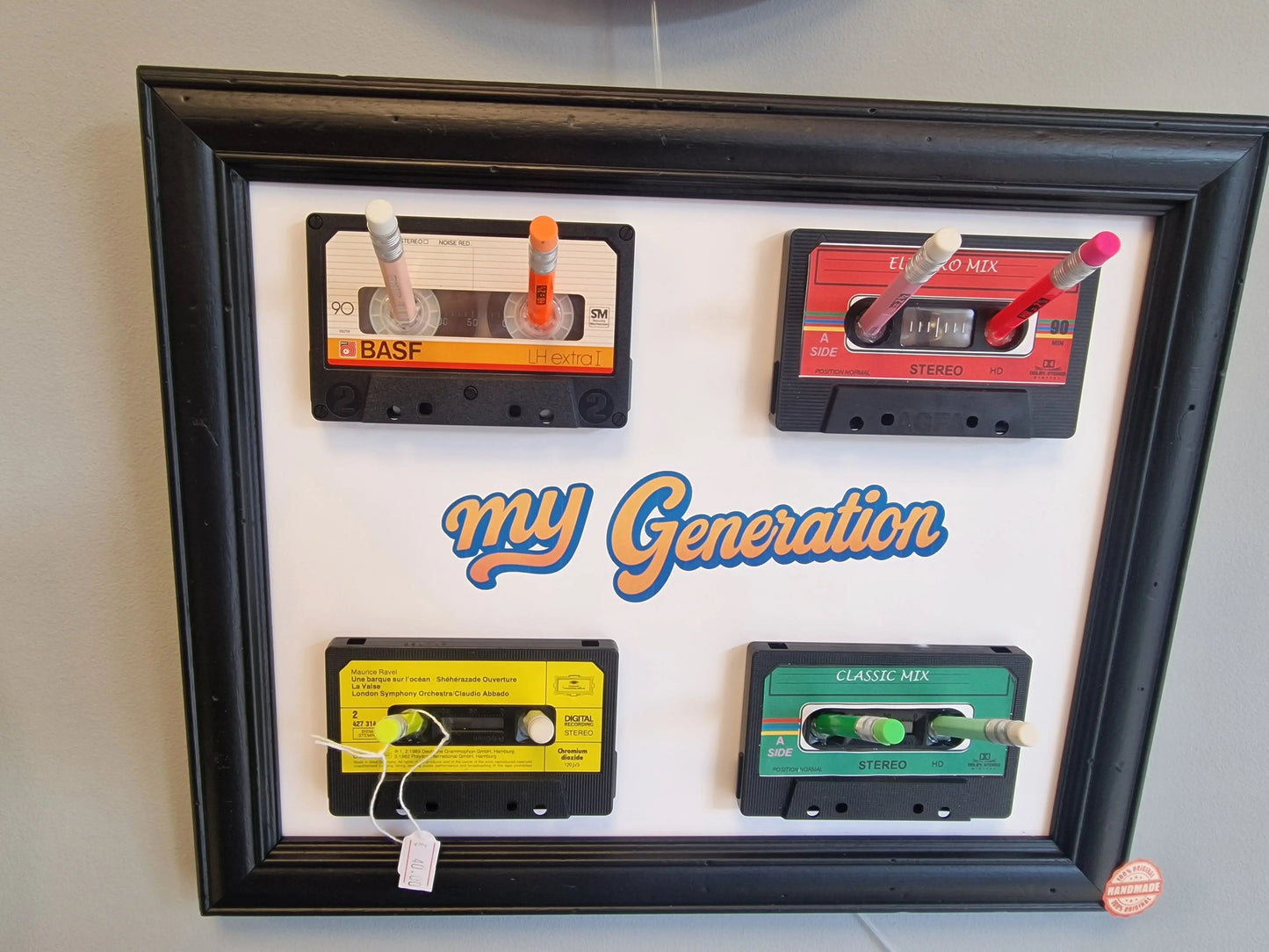 Cadre porte-clés rétro années 80 – “My Generation” avec cassettes audio et crayon Vintagedison