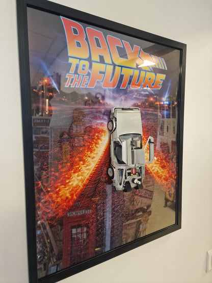 Cadre Back to the Future DeLorean – Tableau Retour vers le Futur 40x50 – Décoration cinéma geek – Voiture DeLorean