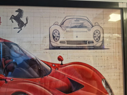 Cadre Ferrari 330 P4 40x50 cm – Affiche voiture vintage encadrée – Décoration murale automobile rétro – Idée cadeau passionné auto