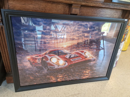 Cadre Porsche 917 Le Mans 60x90 cm – Grande affiche voiture encadrée – Décoration murale automobile vintage – Tableau garage luxe