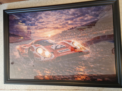Cadre Porsche 917 Le Mans 60x90 cm – Grande affiche voiture encadrée – Décoration murale automobile vintage – Tableau garage luxe