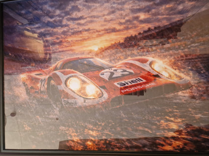 Cadre Porsche 917 Le Mans 60x90 cm – Grande affiche voiture encadrée – Décoration murale automobile vintage – Tableau garage luxe