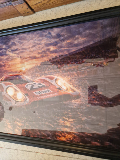 Cadre Porsche 917 Le Mans 60x90 cm – Grande affiche voiture encadrée – Décoration murale automobile vintage – Tableau garage luxe