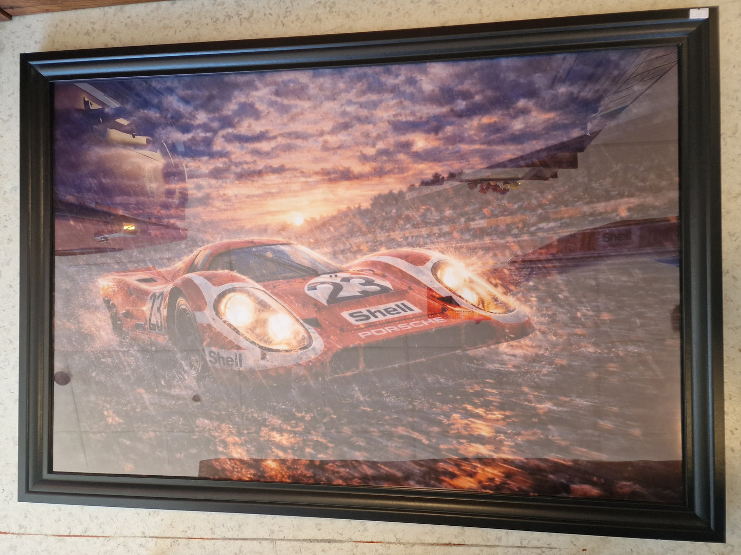 Cadre Porsche 917 Le Mans 60x90 cm – Grande affiche voiture encadrée – Décoration murale automobile vintage – Tableau garage luxe