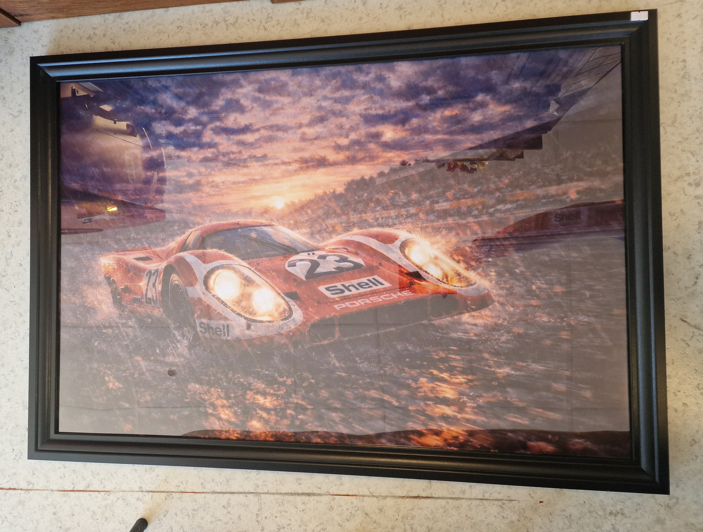 Cadre Porsche 917 Le Mans 60x90 cm – Grande affiche voiture encadrée – Décoration murale automobile vintage – Tableau garage luxe