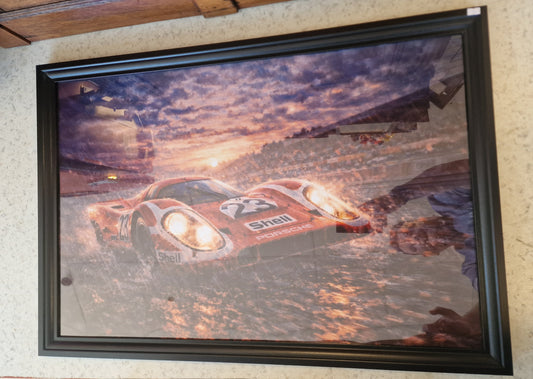 Cadre Porsche 917 Le Mans 60x90 cm – Grande affiche voiture encadrée – Décoration murale automobile vintage – Tableau garage luxe