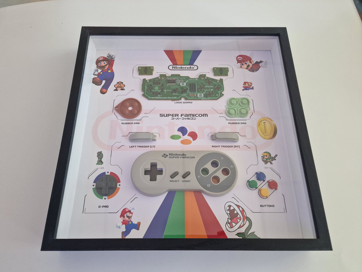 Cadre Super Nintendo – Manette Super Famicom démontée | Décoration Gaming Rétro