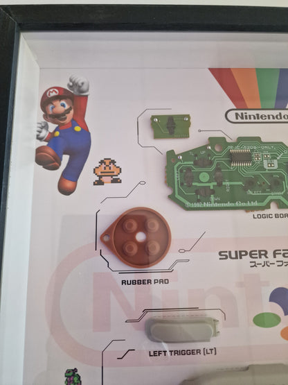 Cadre Super Nintendo – Manette Super Famicom démontée | Décoration Gaming Rétro