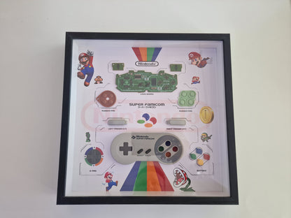 Cadre Super Nintendo – Manette Super Famicom démontée | Décoration Gaming Rétro