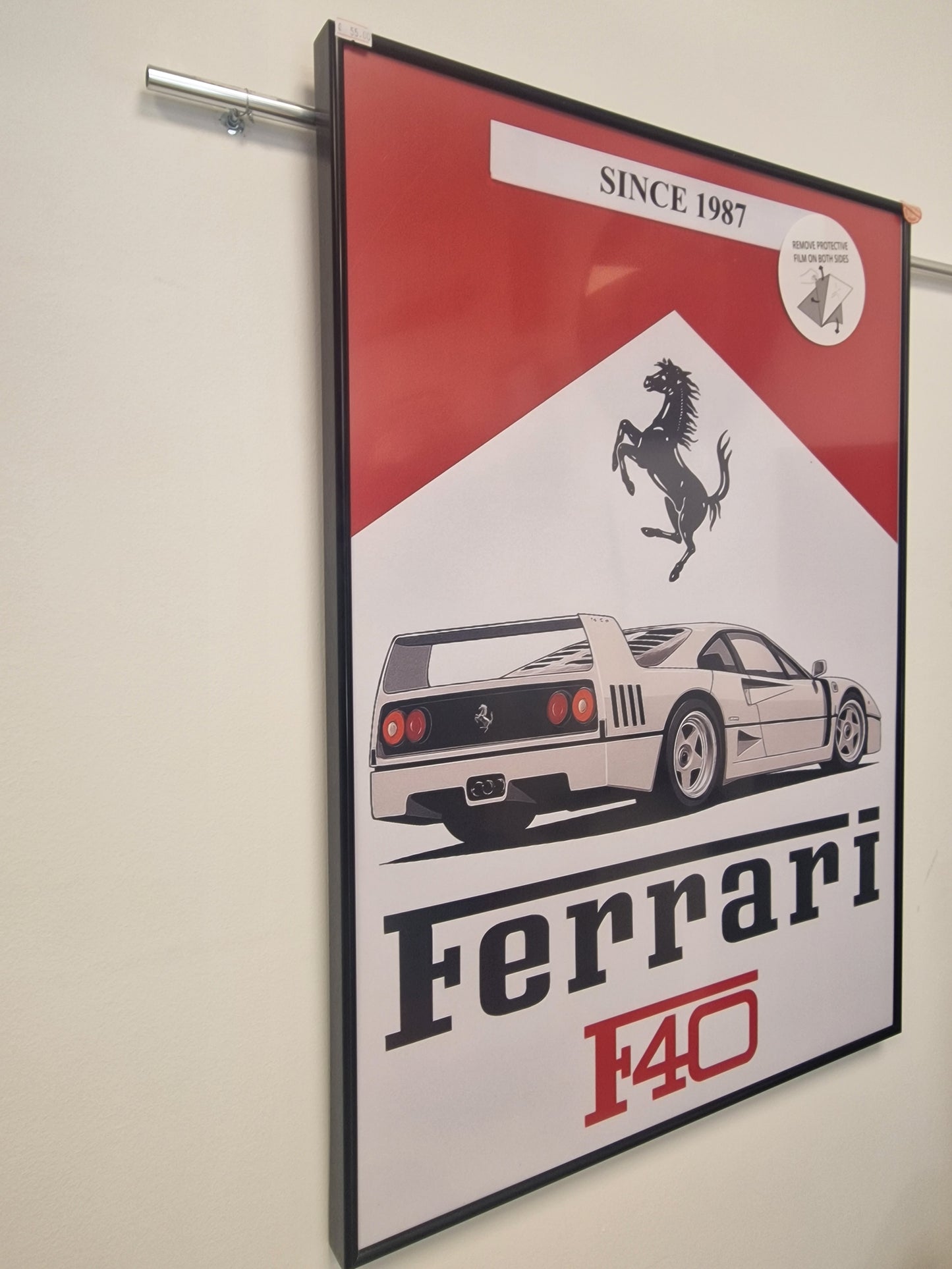 Cadre décoratif Ferrari F40 – Affiche hommage à la supercar mythique (Format 54 × 74 cm)