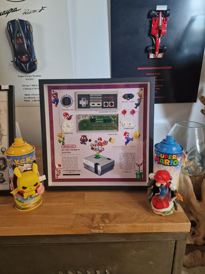 Cadre manette Famicom Nintendo – Déco gaming rétro années 80 – Objet geek vintage fait main