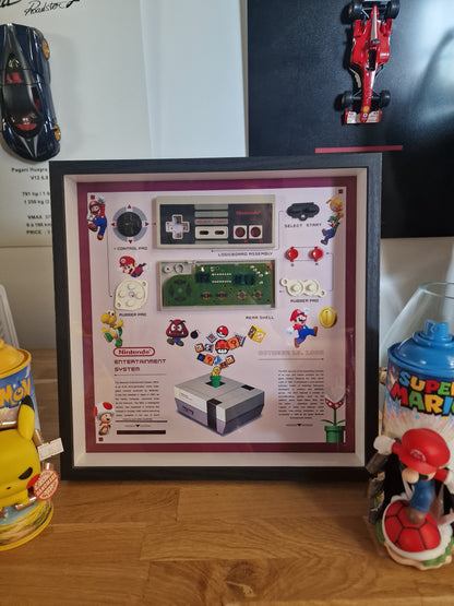 Cadre manette Famicom Nintendo – Déco gaming rétro années 80 – Objet geek vintage fait main