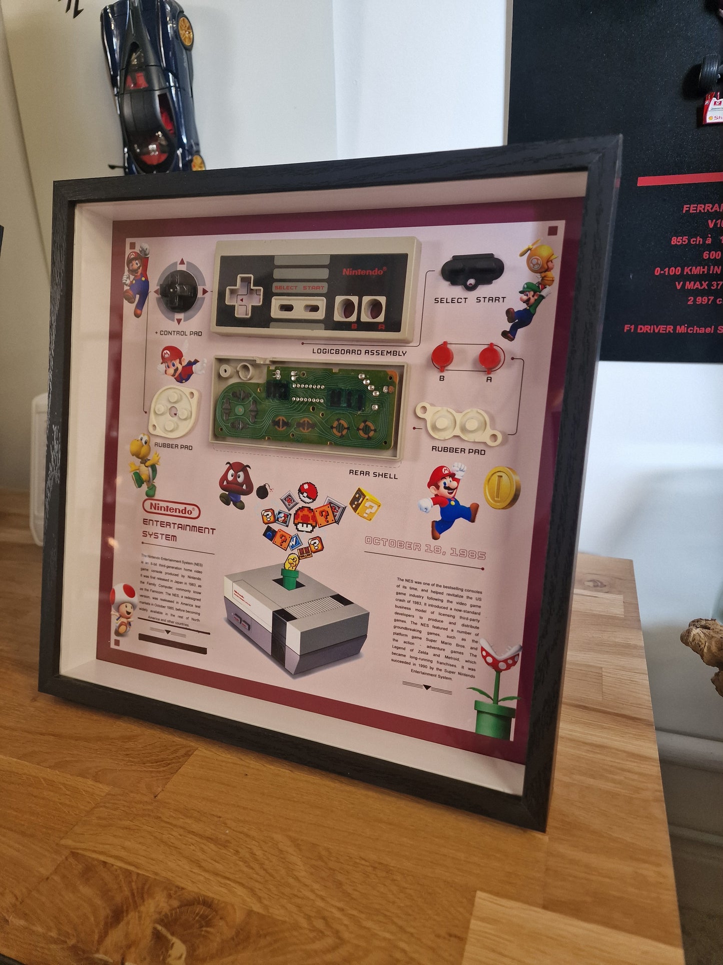Cadre manette Famicom Nintendo – Déco gaming rétro années 80 – Objet geek vintage fait main