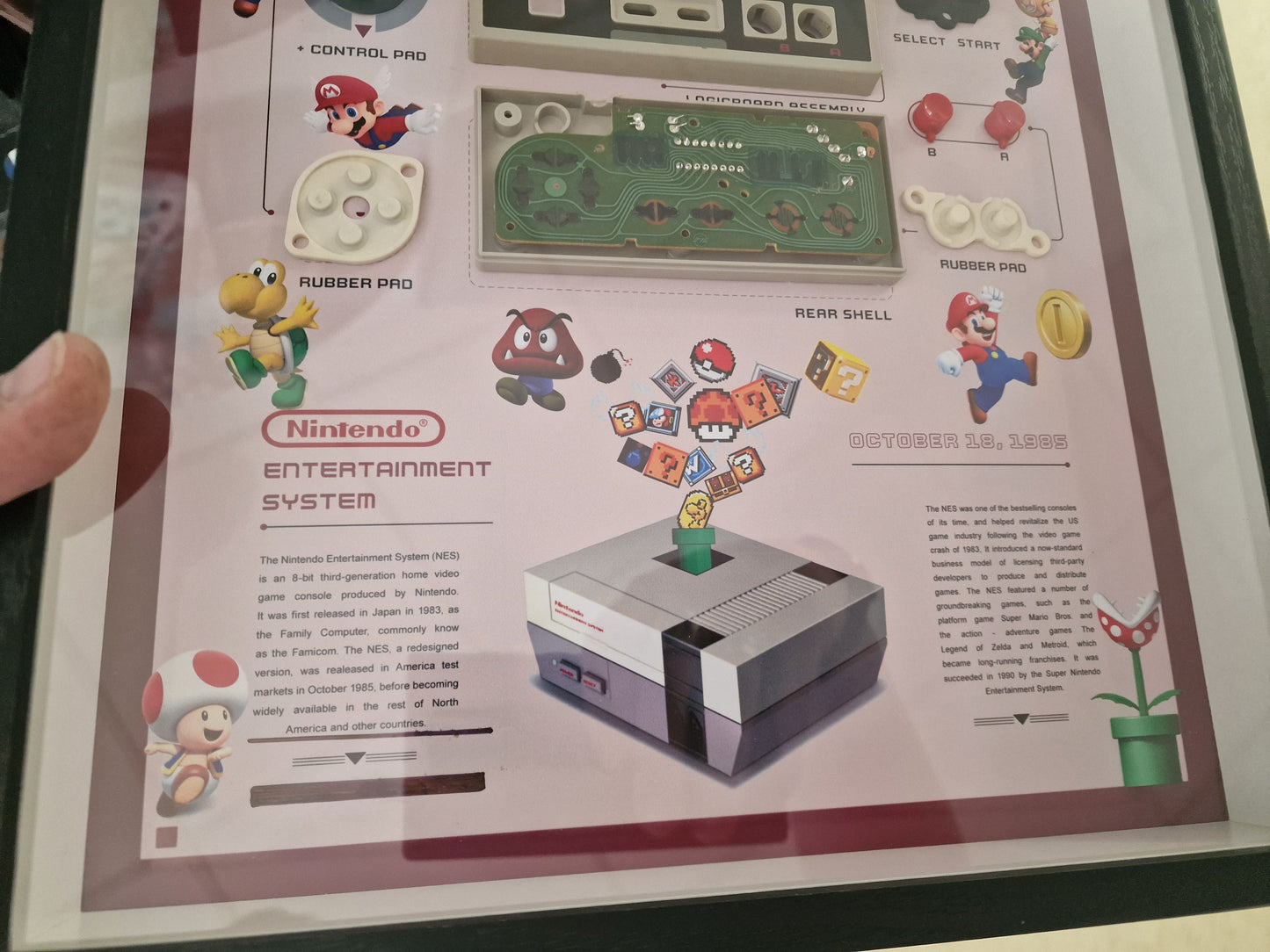 Cadre manette Famicom Nintendo – Déco gaming rétro années 80 – Objet geek vintage fait main