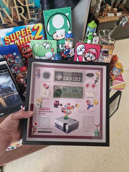 Cadre manette Famicom Nintendo – Déco gaming rétro années 80 – Objet geek vintage fait main