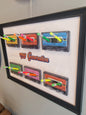 Cadre porte-clés porte-bijoux rétro My Generation – 6 Cassettes audio vintage & crayons – Décoration murale années 80 90