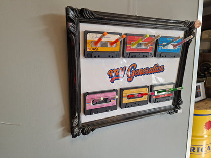 Cadre porte-clés rétro années 80 – “My Generation” avec  6 cassettes audio et crayon