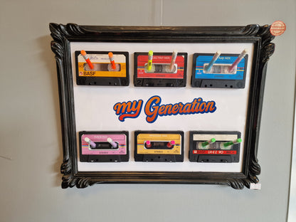 Cadre porte-clés rétro années 80 – “My Generation” avec  6 cassettes audio et crayon