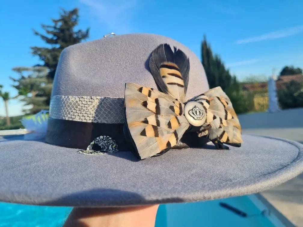 Chapeau fédora gris nœud papillon et tête de mort Etsy