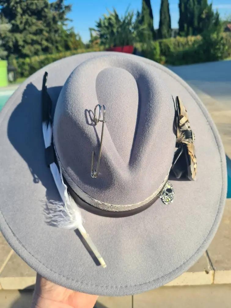 Chapeau fédora gris nœud papillon et tête de mort Etsy