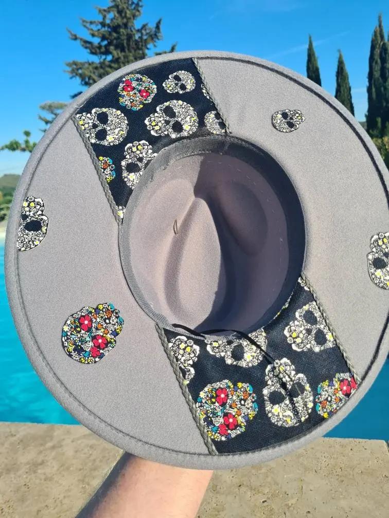 Chapeau fédora gris nœud papillon et tête de mort Etsy