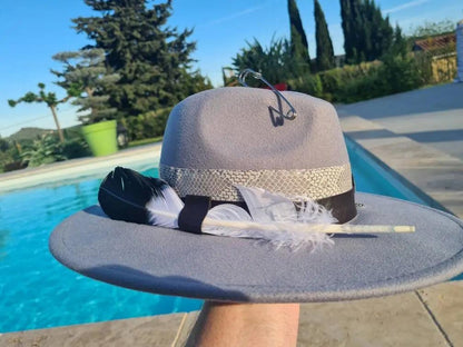 Chapeau fédora gris nœud papillon et tête de mort Etsy