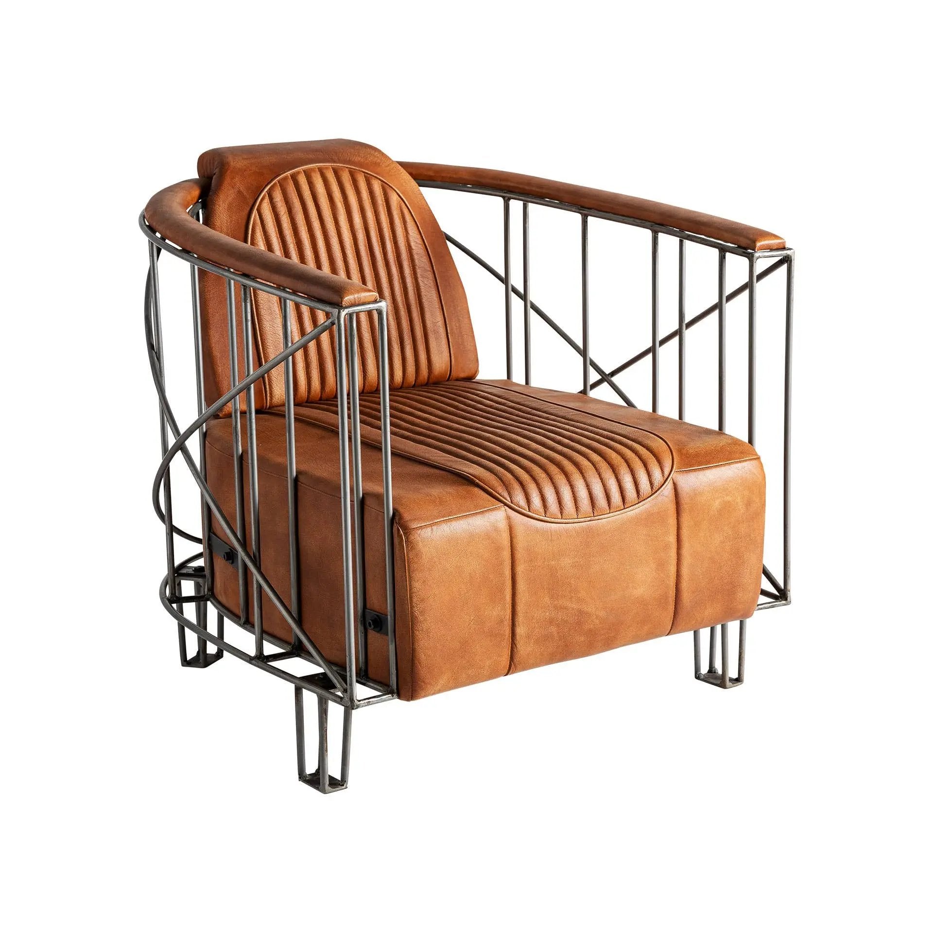 DUO Fauteuil  CLUB AVIATEUR en cuir marron de 71x76x73 CM Kodu