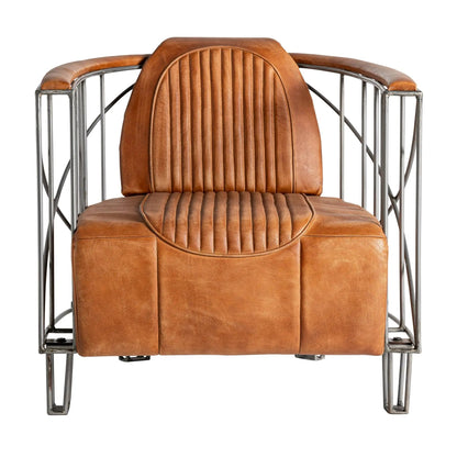 DUO Fauteuil  CLUB AVIATEUR en cuir marron de 71x76x73 CM Kodu