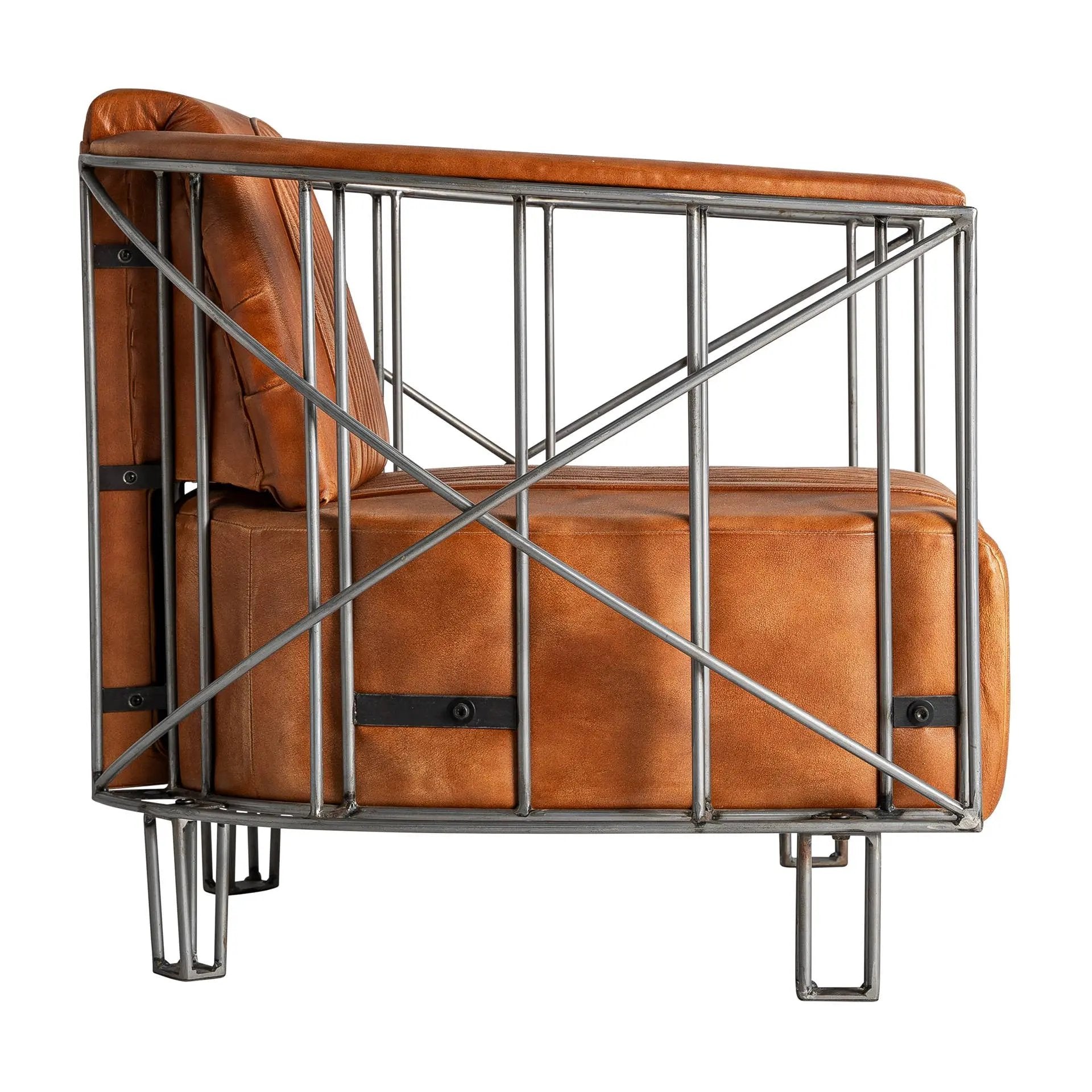 DUO Fauteuil  CLUB AVIATEUR en cuir marron de 71x76x73 CM Kodu