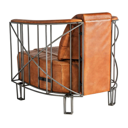 DUO Fauteuil  CLUB AVIATEUR en cuir marron de 71x76x73 CM Kodu