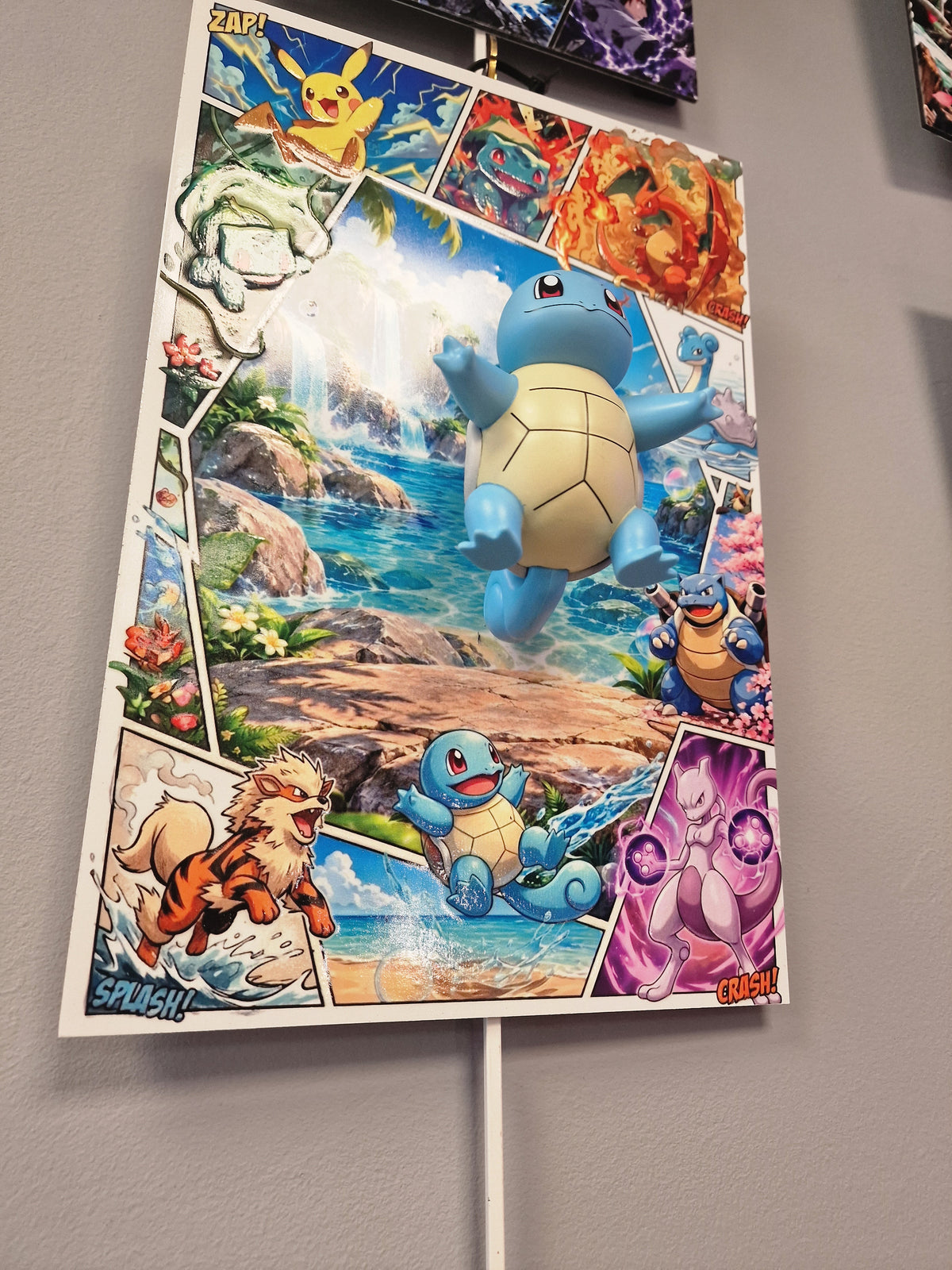 Tableau Pokémon Carapuce 3D – Cadre Manga en Relief sur Dibond 20 × 30 cm