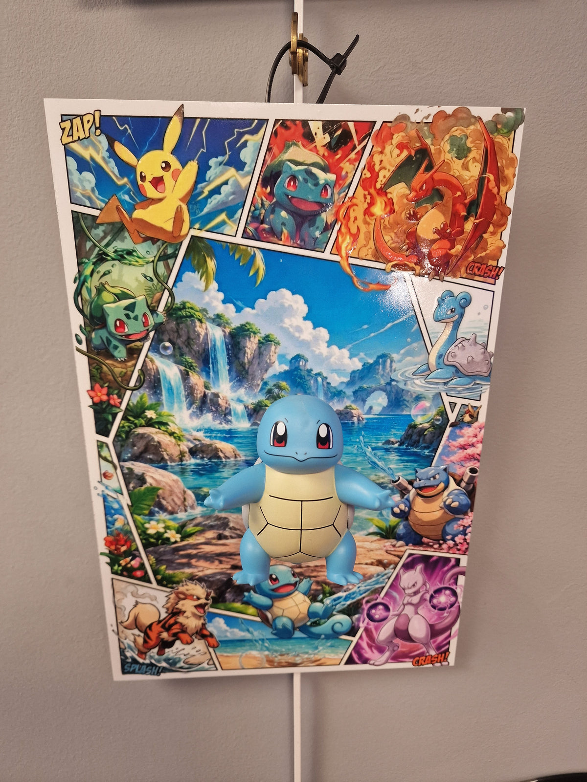 Tableau Pokémon Carapuce 3D – Cadre Manga en Relief sur Dibond 20 × 30 cm