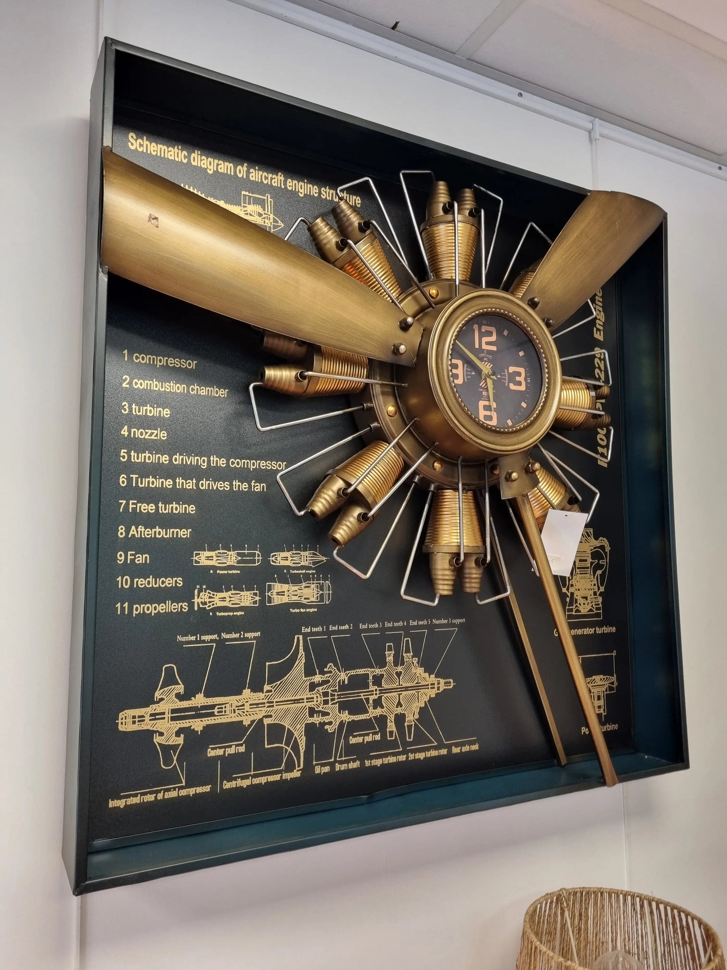 Horloge cadre hélice avion Sculpture métal CADRAVEN