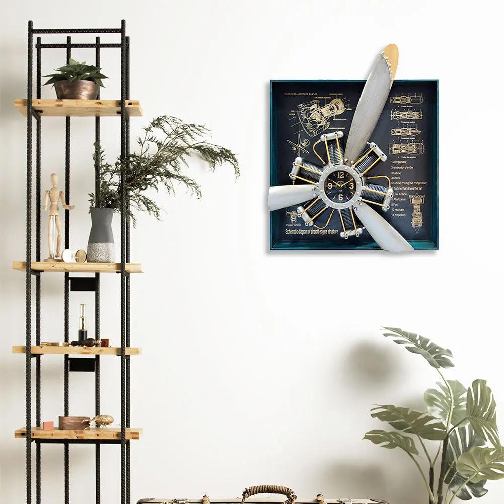Horloge cadre hélice avion Sculpture métal CADRAVEN
