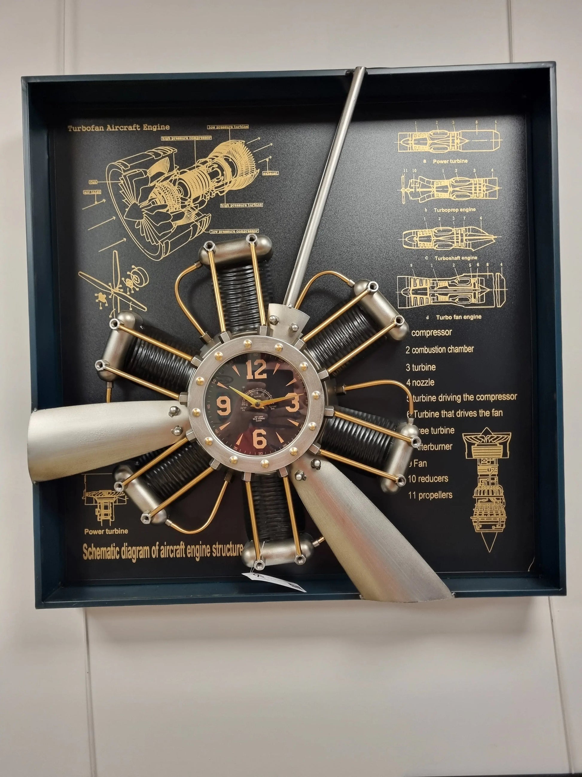 Horloge cadre hélice avion Sculpture métal CADRAVEN