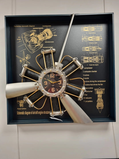 Horloge cadre hélice avion Sculpture métal CADRAVEN