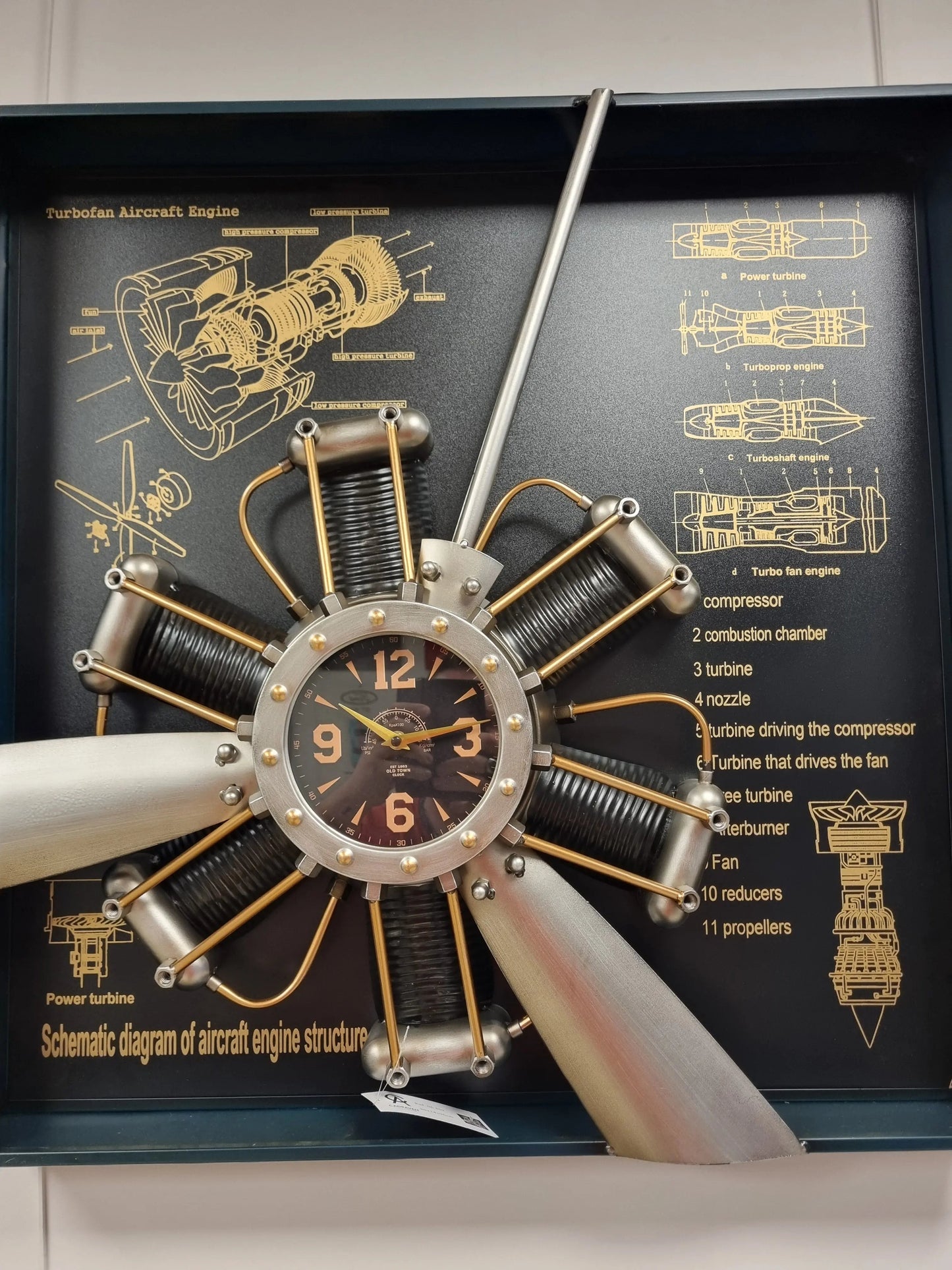 Horloge cadre hélice avion Sculpture métal CADRAVEN