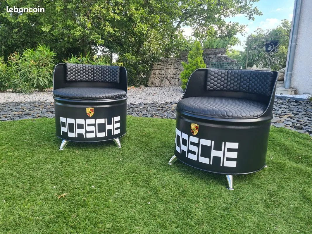 LOT  2 Fauteuil Industriel Porsche – Réalisé à partir d’un Baril d’Huile 200L Vintagedison