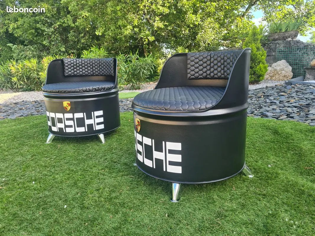 LOT  2 Fauteuil Industriel Porsche – Réalisé à partir d’un Baril d’Huile 200L Vintagedison