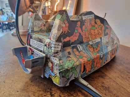 Lampe Téléphone Vintage upcycling Tintin Objectif Lune
