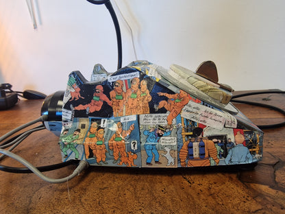 Lampe Téléphone Vintage upcycling Tintin Objectif Lune