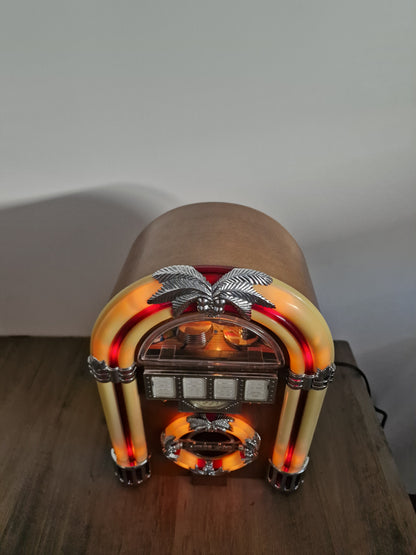 Mini Jukebox Vintage Bluetooth avec Batterie Rechargeable – Enceinte Bluetooth Rétro Lumineuse – Radio d'Origine Fonctionnelle – Pièce Unique
