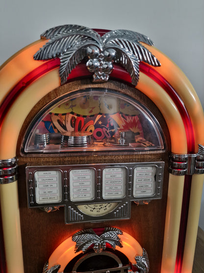Mini Jukebox Vintage Bluetooth avec Batterie Rechargeable – Enceinte Bluetooth Rétro Lumineuse – Radio d'Origine Fonctionnelle – Pièce Unique