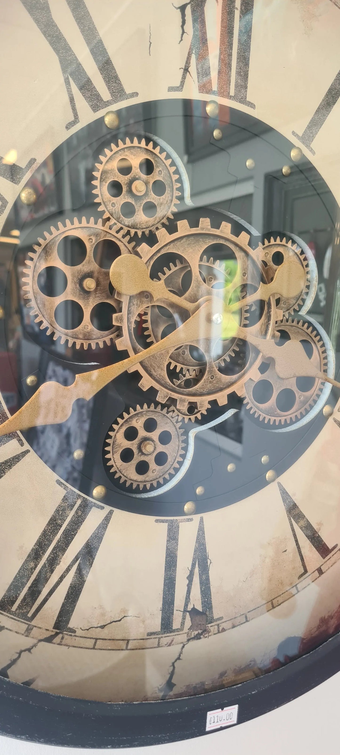 Pendule industrielle engrenage cadran Crème Dia 58 cm ANTIC LINE