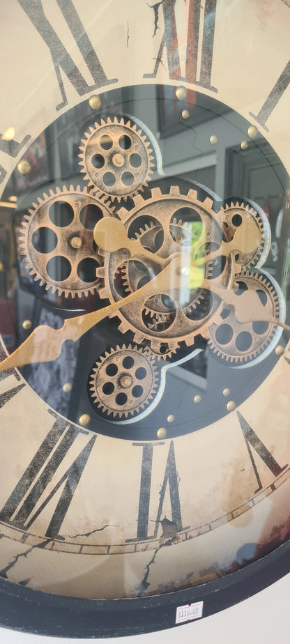 Pendule industrielle engrenage cadran Crème Dia 58 cm ANTIC LINE